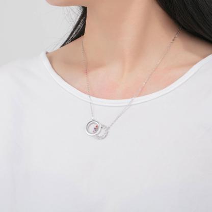 Personalized Women’s 925 Sterling Silver Family Necklace with 3 Names Circle & Custom Birthstones Pendant, Classic Jewelry for Mother-Customized Jewel