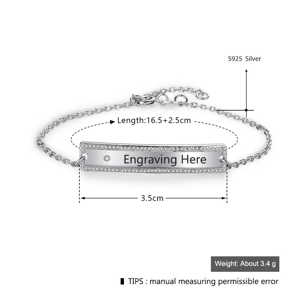 Personalized Chain & Link Nameplate Bar Bracelets with Custom Name Engraved, Bangles for Women-Customized Jewel