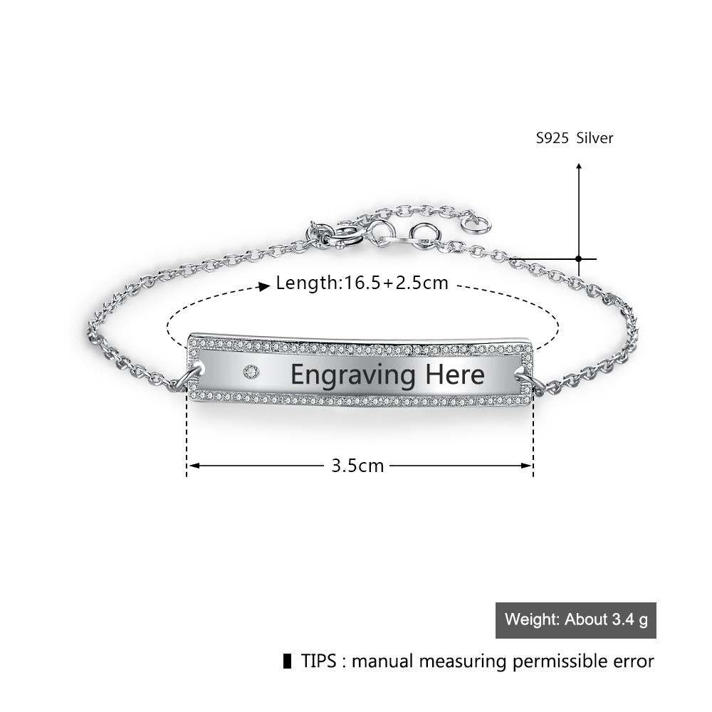 Personalized Chain & Link Nameplate Bar Bracelets with Custom Name Engraved, Bangles for Women-Customized Jewel