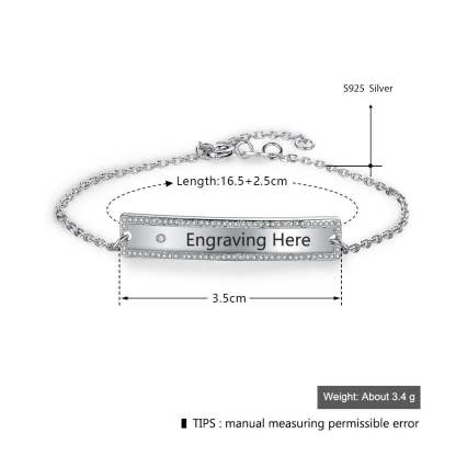 Personalized Chain & Link Nameplate Bar Bracelets with Custom Name Engraved, Bangles for Women-Customized Jewel