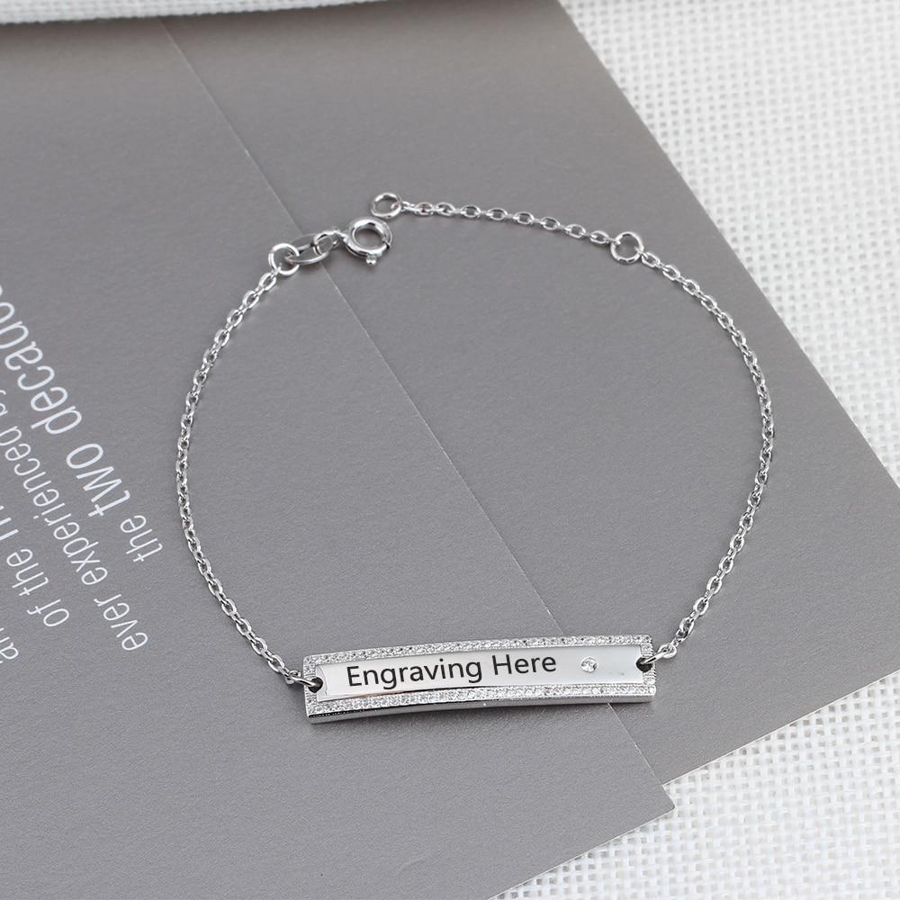 Personalized Chain & Link Nameplate Bar Bracelets with Custom Name Engraved, Bangles for Women-Customized Jewel