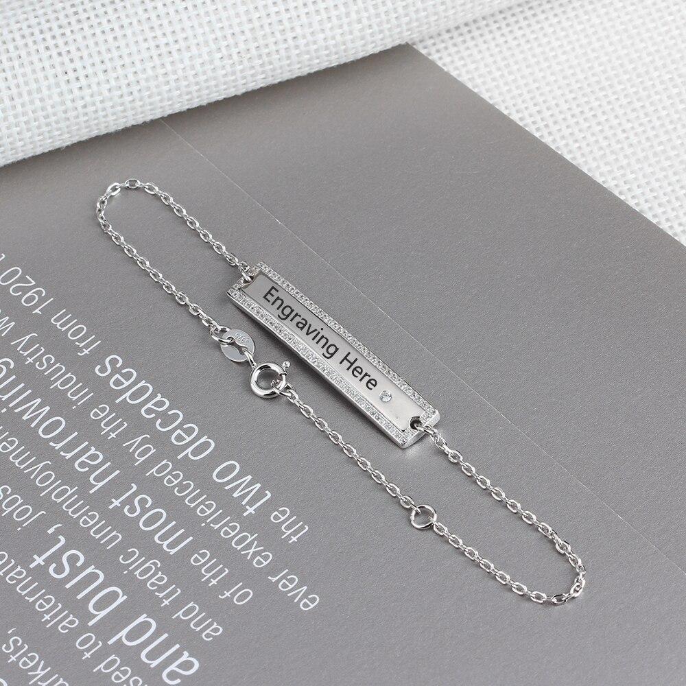 Personalized Chain & Link Nameplate Bar Bracelets with Custom Name Engraved, Bangles for Women-Customized Jewel