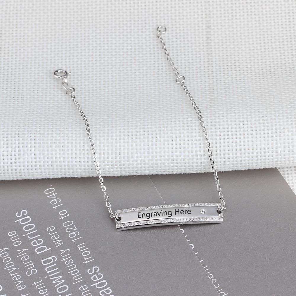 Personalized Chain & Link Nameplate Bar Bracelets with Custom Name Engraved, Bangles for Women-Customized Jewel