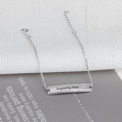 Personalized Chain & Link Nameplate Bar Bracelets with Custom Name Engraved, Bangles for Women-Customized Jewel