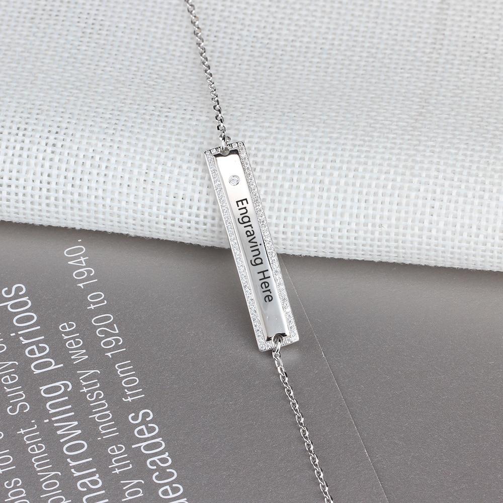 Personalized Chain & Link Nameplate Bar Bracelets with Custom Name Engraved, Bangles for Women-Customized Jewel