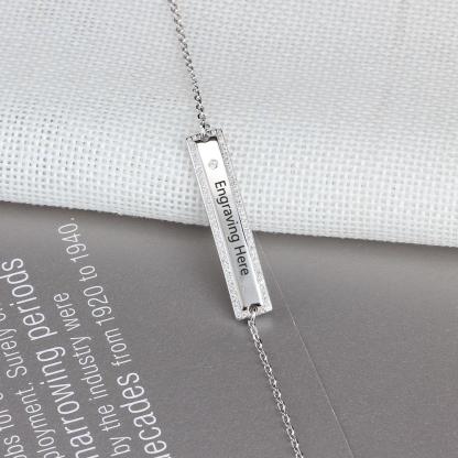Personalized Chain & Link Nameplate Bar Bracelets with Custom Name Engraved, Bangles for Women-Customized Jewel