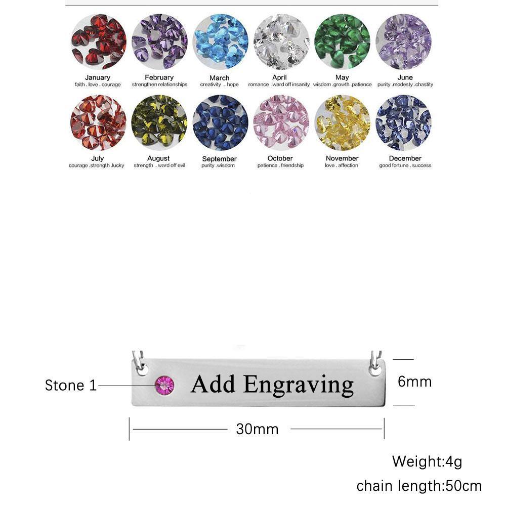 Personalized Name Bar Necklace for Women, Customized Nameplate & Birthstone Pendant, Perfect Birthday Gift-Customized Jewel