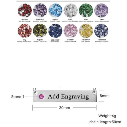 Personalized Name Bar Necklace for Women, Customized Nameplate & Birthstone Pendant, Perfect Birthday Gift-Customized Jewel