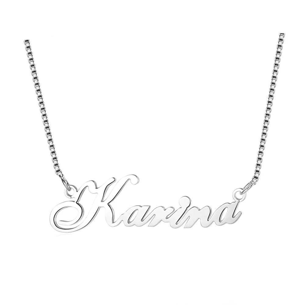 Personalized 925 Sterling Silver Necklace with Custom Nameplate Pendant for Women-Customized Jewel
