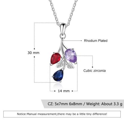 Personalized Copper Necklace & Custom Leaf Pendant with 3 Birthstones, Trendy Women’s Party Jewelry-Customized Jewel