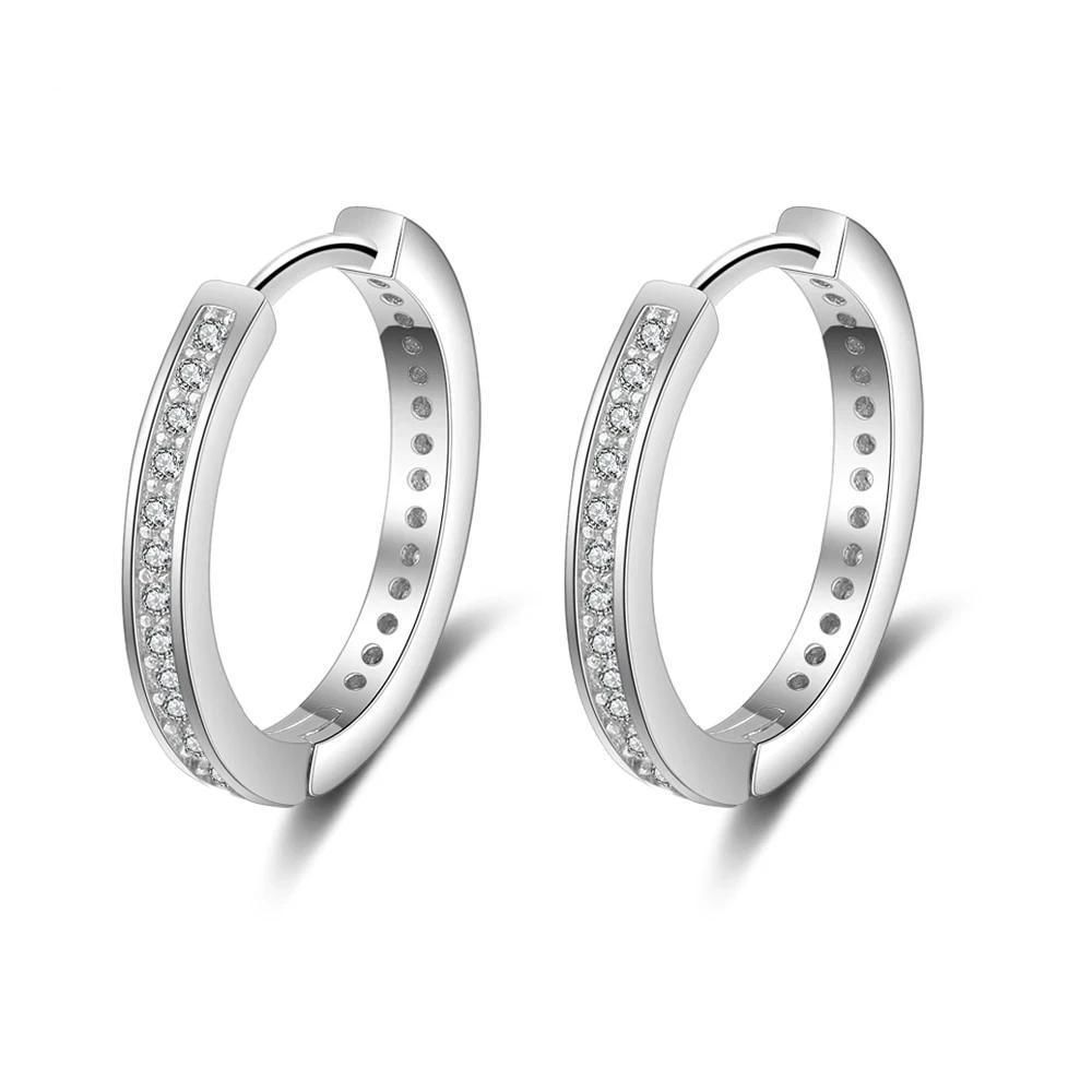 Solid 925 Sterling Silver Hoop Earrings for Women Round Circle Earrings with Zirconia Silver 925 Jewelry-Customized Jewel