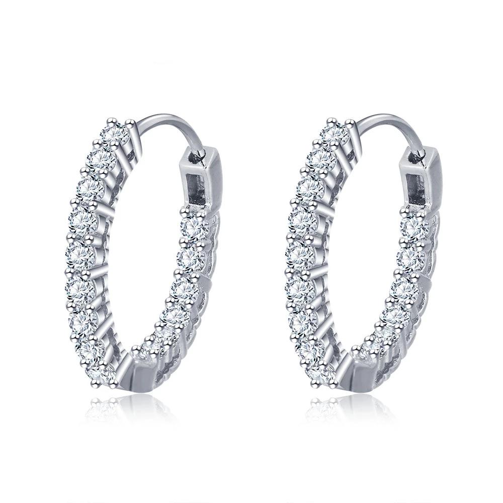 Trendy 925 Sterling Silver Hoop Earrings for Women Sparkling Cubic Zirconia Wedding Jewelry Gift for Girl-Customized Jewel