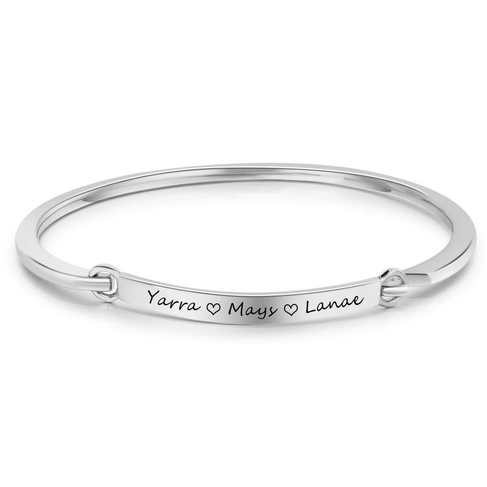 Personalized Fashion ID Bracelets with Name Engraving & 2 Color Options, Customize Bangles for Women-Customized Jewel