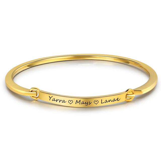 Personalized Fashion ID Bracelets with Name Engraving & 2 Color Options, Customize Bangles for Women-Customized Jewel