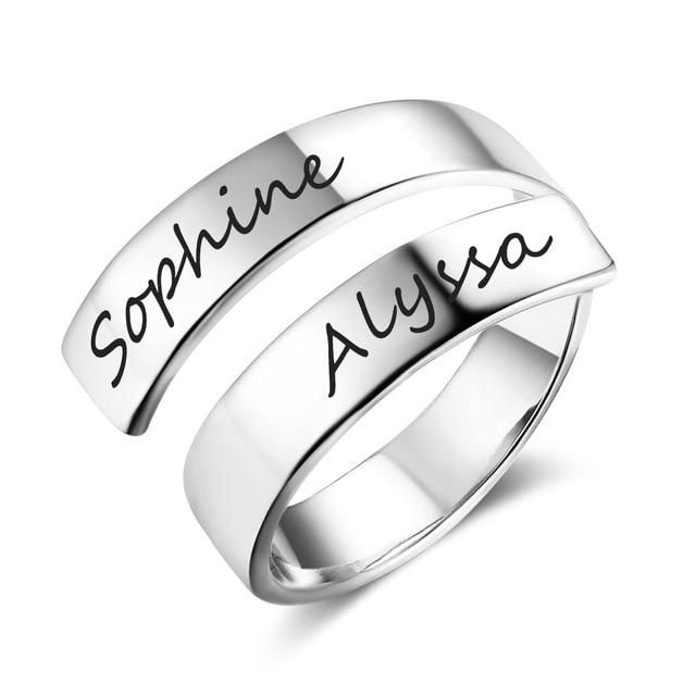 Personalized Stainless Steel Adjustable Rings for Women – Custom Engraved Name – Trendy Anniversary Jewelry-Customized Jewel