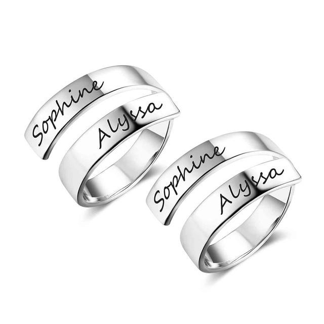 Personalized Stainless Steel Adjustable Rings for Women – Custom Engraved Name – Trendy Anniversary Jewelry-Customized Jewel