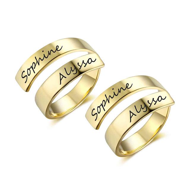 Personalized Stainless Steel Adjustable Rings for Women – Custom Engraved Name – Trendy Anniversary Jewelry-Customized Jewel