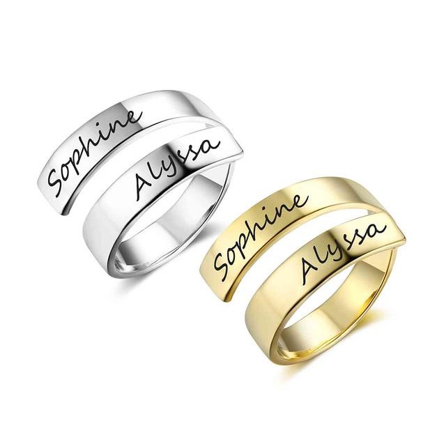 Personalized Stainless Steel Adjustable Rings for Women – Custom Engraved Name – Trendy Anniversary Jewelry-Customized Jewel