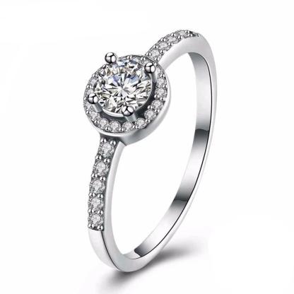 Classic 925 Sterling Silver Round Wedding Ring for Women with Cubic Zirconia, Classy Jewelry Gift-Customized Jewel