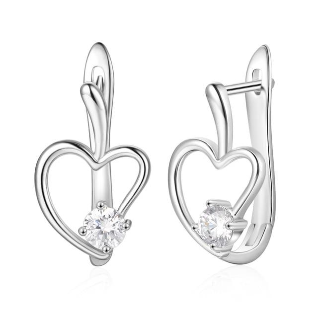 Solid 925 Sterling Silver Stud Earrings for Women Silver 925 Jewelry Women Cubic Zirconia Heart Leaf Earrings for Girls-Customized Jewel