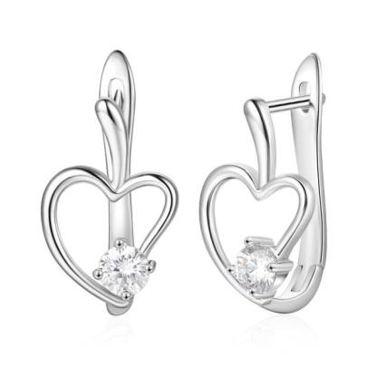Solid 925 Sterling Silver Stud Earrings for Women Silver 925 Jewelry Women Cubic Zirconia Heart Leaf Earrings for Girls-Customized Jewel