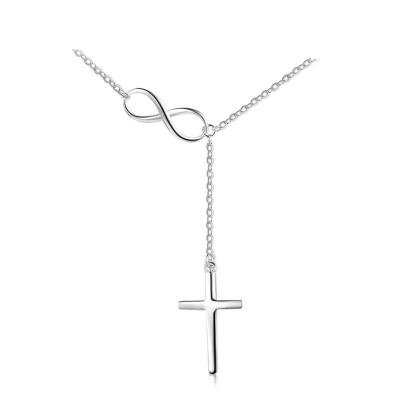 925 Sterling Silver Infinity Love Necklaces for Women with Cross Pendant – Linked Chain Necklaces – Classic Wedding Jewelry-Customized Jewel
