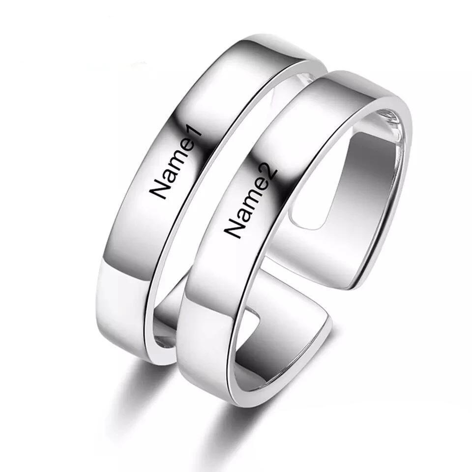 Unisex Personalized Cute Couple Ring, Engrave Two Custom Names, Jewelry Gift for Couples, BFF, & Siblings-Customized Jewel