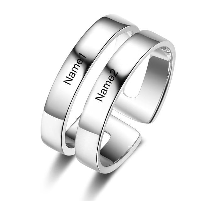 Unisex Personalized Cute Couple Ring, Engrave Two Custom Names, Jewelry Gift for Couples, BFF, & Siblings-Customized Jewel