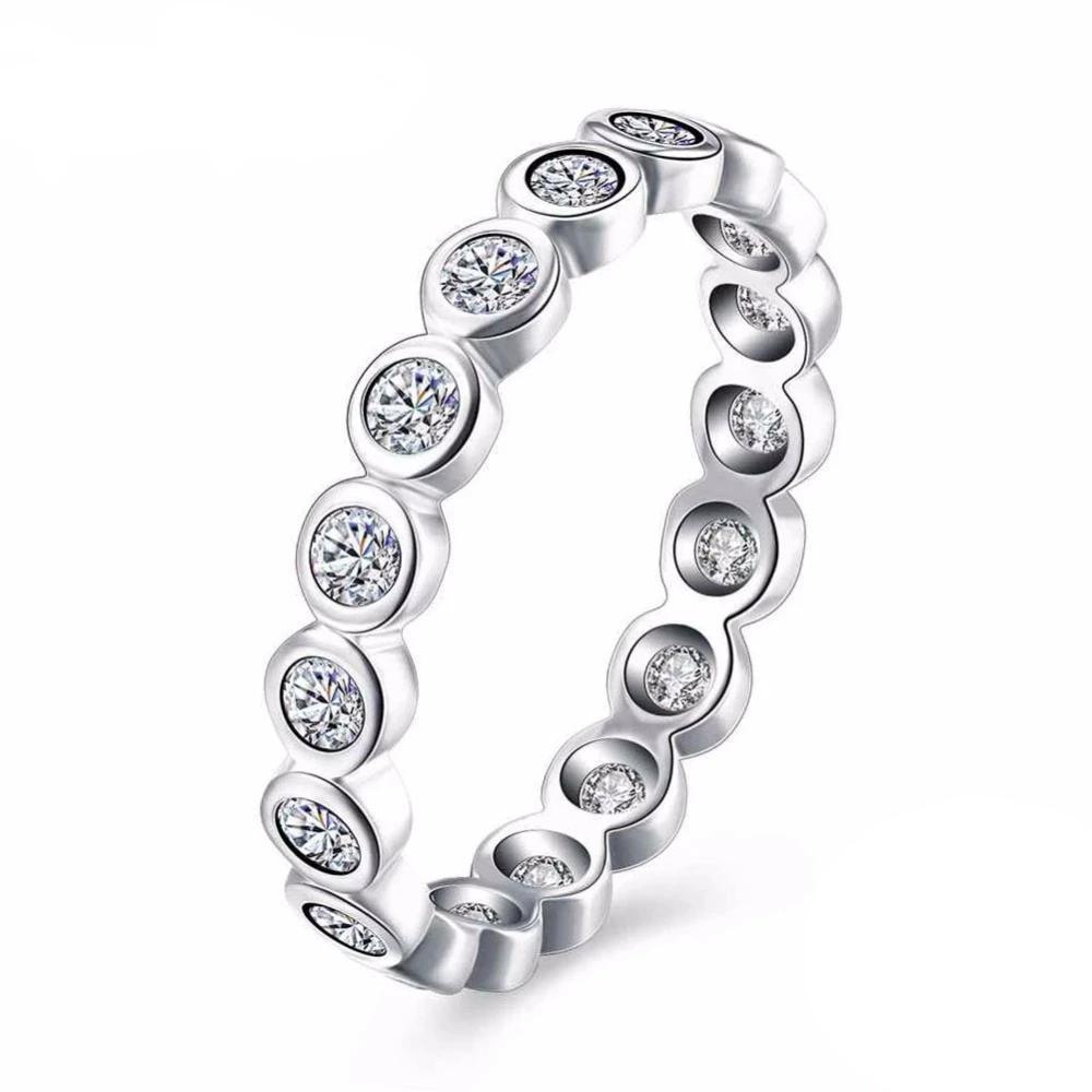 Crystal Beads Sterling Silver Ring - Bubble Detailing with Cubic Zirconia Stones - Classic Band rings-Customized Jewel