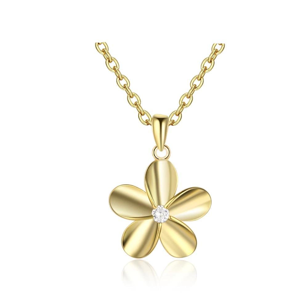 Gold Color Flower Pendant Necklace for Women with Zirconia, Gift for Any Women-Customized Jewel