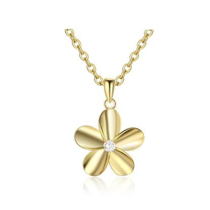 Gold Color Flower Pendant Necklace for Women with Zirconia, Gift for Any Women-Customized Jewel