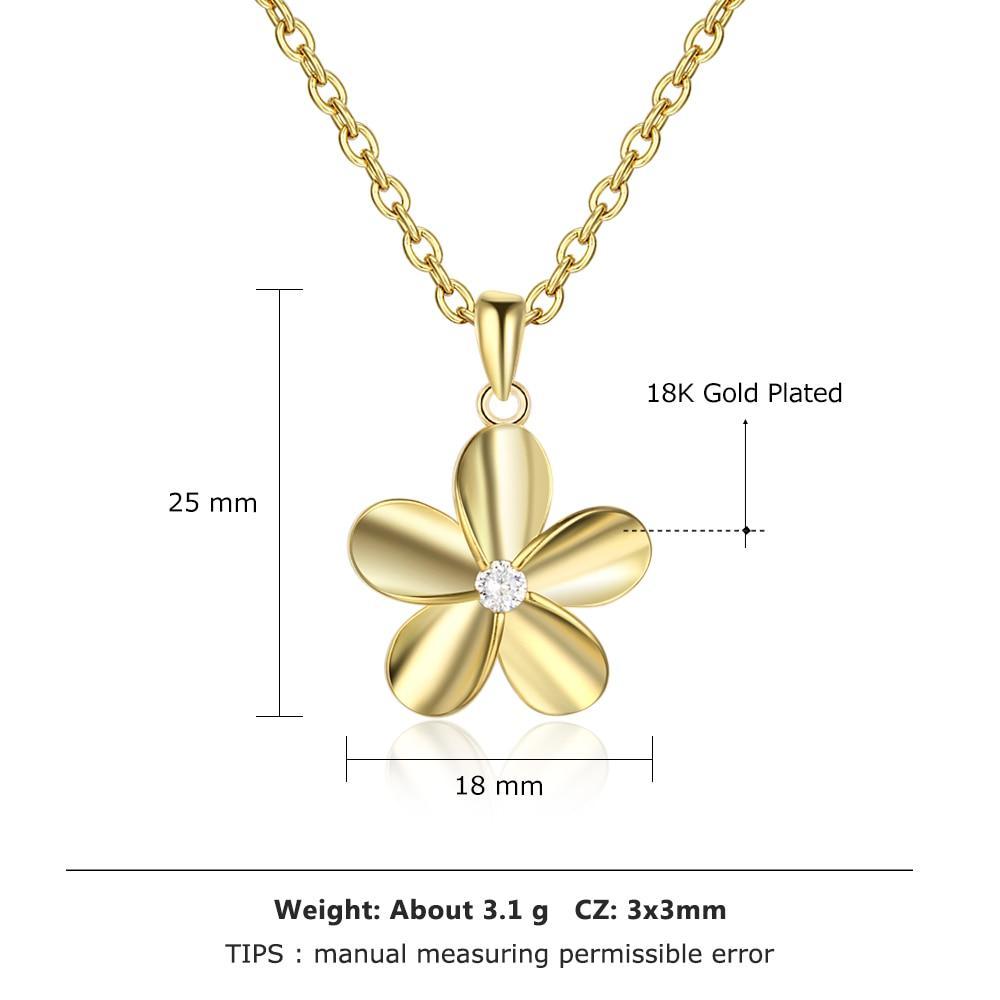 Gold Color Flower Pendant Necklace for Women with Zirconia, Gift for Any Women-Customized Jewel