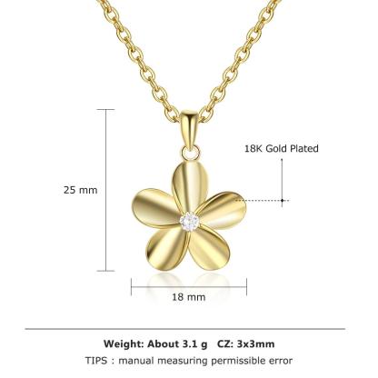 Gold Color Flower Pendant Necklace for Women with Zirconia, Gift for Any Women-Customized Jewel