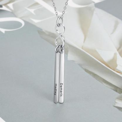 Stainless Steel Infinity Initial Name Vertical Bar Pendant Necklace, Fashion Jewelry Gift for Women.-Customized Jewel