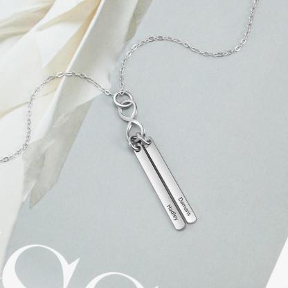 Stainless Steel Infinity Initial Name Vertical Bar Pendant Necklace, Fashion Jewelry Gift for Women.-Customized Jewel