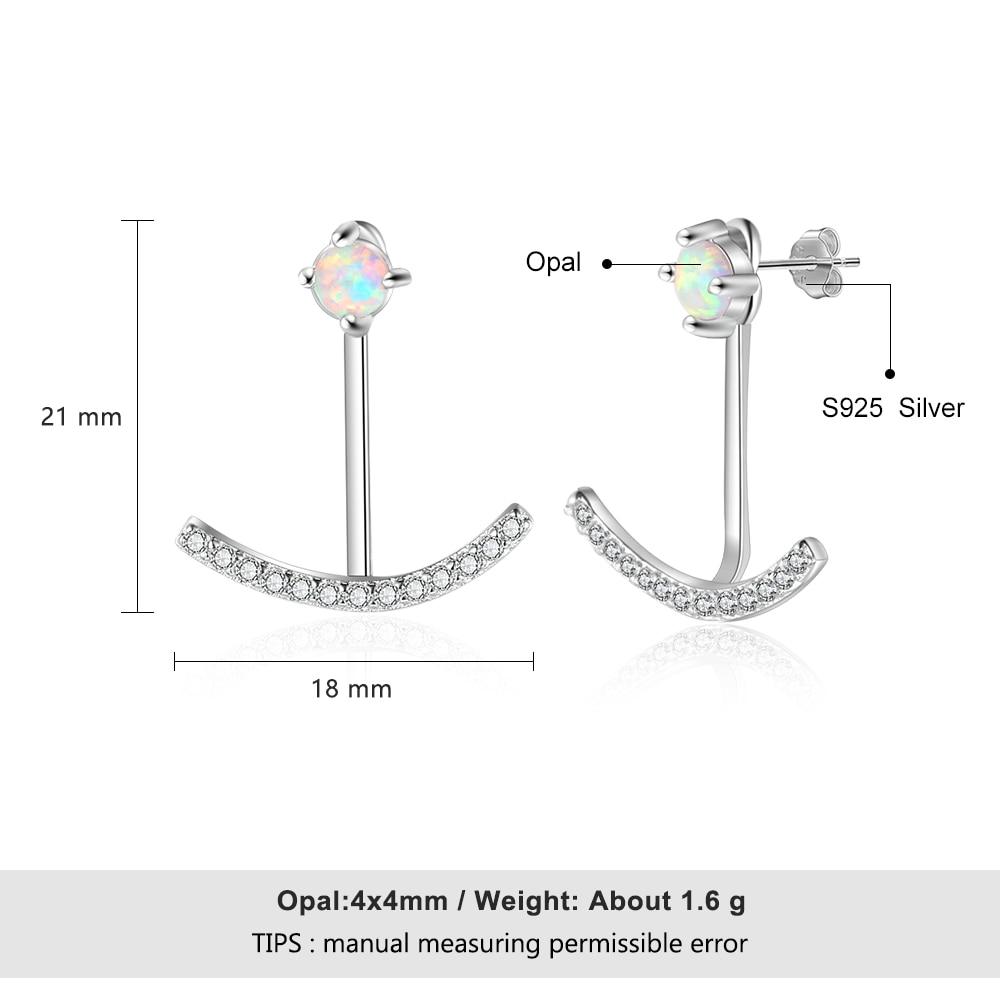 Women 925 Sterling Silver Elegant Cubic Zirconia Stud Earrings with Round White Opal, Wedding Jewelry Earrings-Customized Jewel