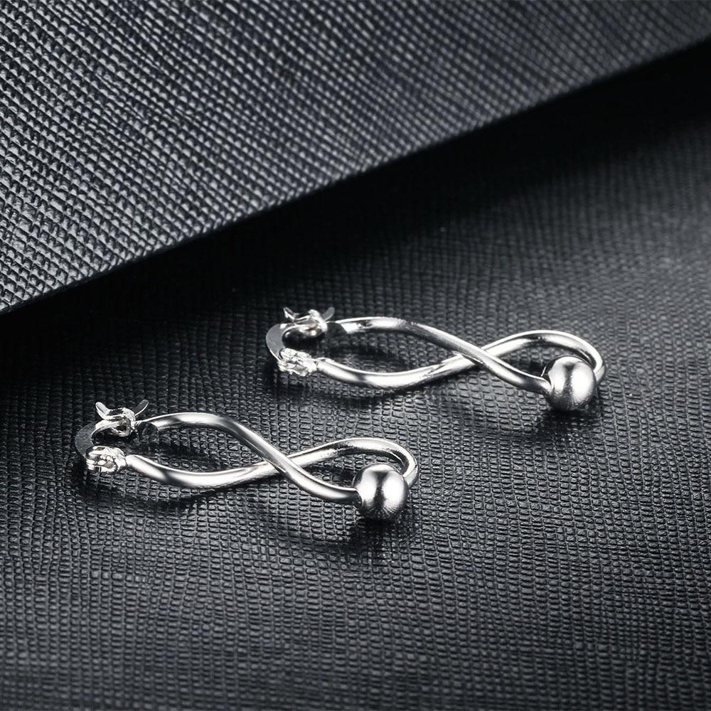 Women Fashion Jewelry - Infinity Love Shape with Sliding Bead Hoop Earrings - Rhodium Plated - Gifts for her-Customized Jewel