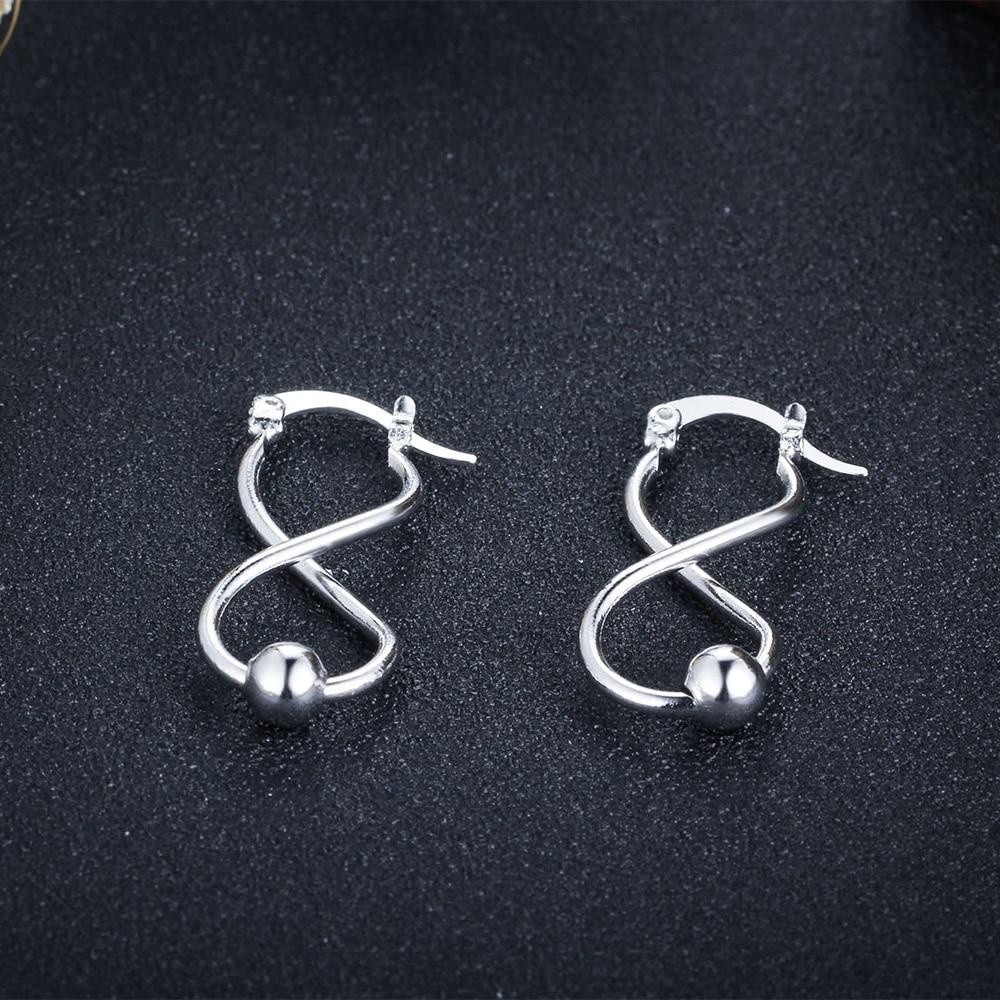 Women Fashion Jewelry - Infinity Love Shape with Sliding Bead Hoop Earrings - Rhodium Plated - Gifts for her-Customized Jewel