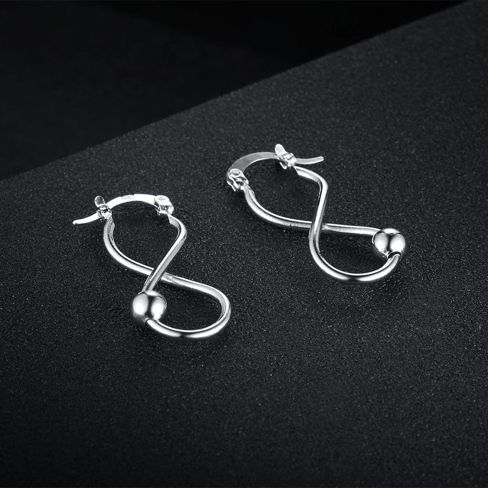 Women Fashion Jewelry - Infinity Love Shape with Sliding Bead Hoop Earrings - Rhodium Plated - Gifts for her-Customized Jewel