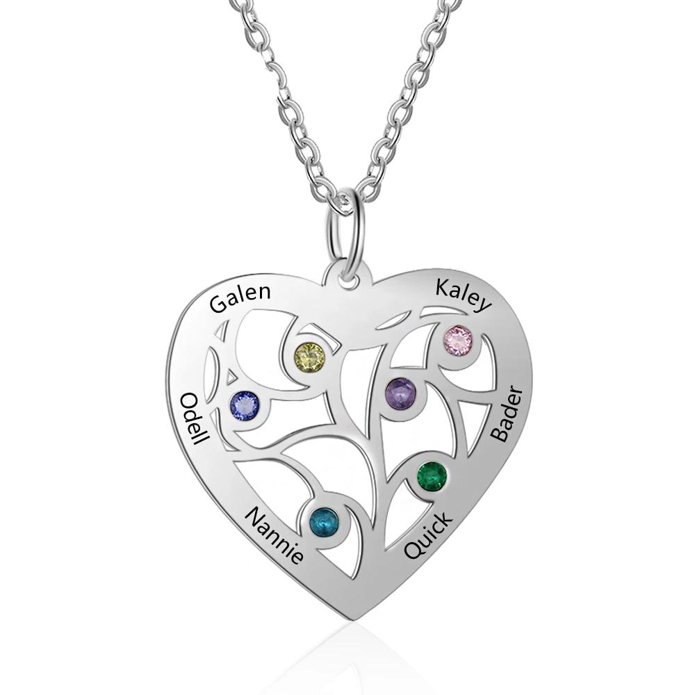 Personalized Stainless Steel Necklace with Birthstone & Name Engrave Pendant, Friendship Gift Jewelry-Customized Jewel