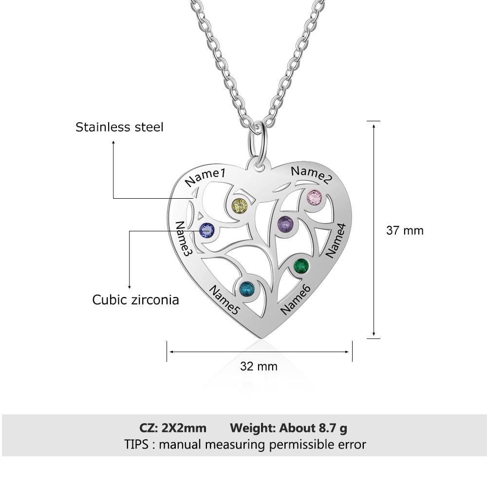 Personalized Stainless Steel Necklace with Birthstone & Name Engrave Pendant, Friendship Gift Jewelry-Customized Jewel