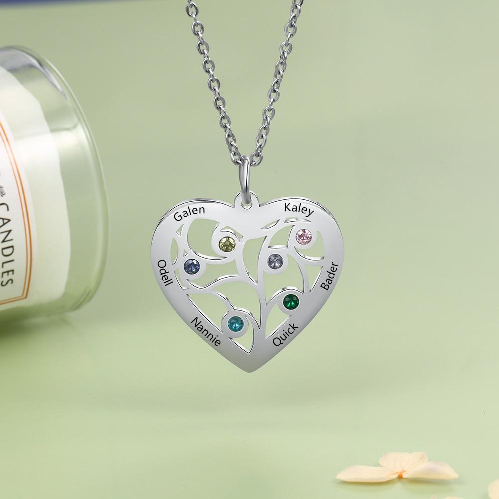 Personalized Stainless Steel Necklace with Birthstone & Name Engrave Pendant, Friendship Gift Jewelry-Customized Jewel