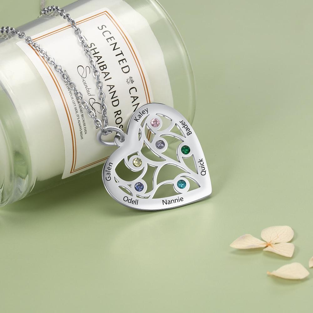 Personalized Stainless Steel Necklace with Birthstone & Name Engrave Pendant, Friendship Gift Jewelry-Customized Jewel