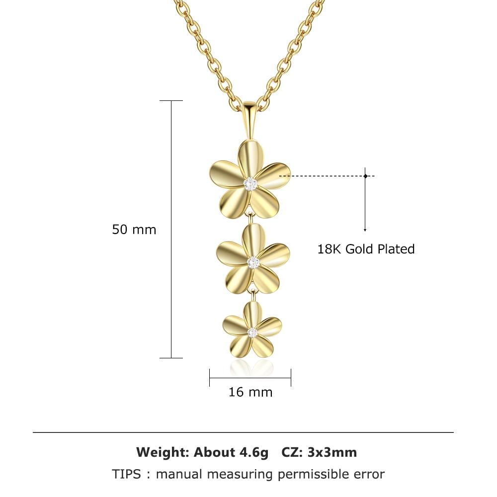 Gold Color Necklace with Triple Flower Zirconia Pendant for Women, Gift Jewelry for Mother-Customized Jewel