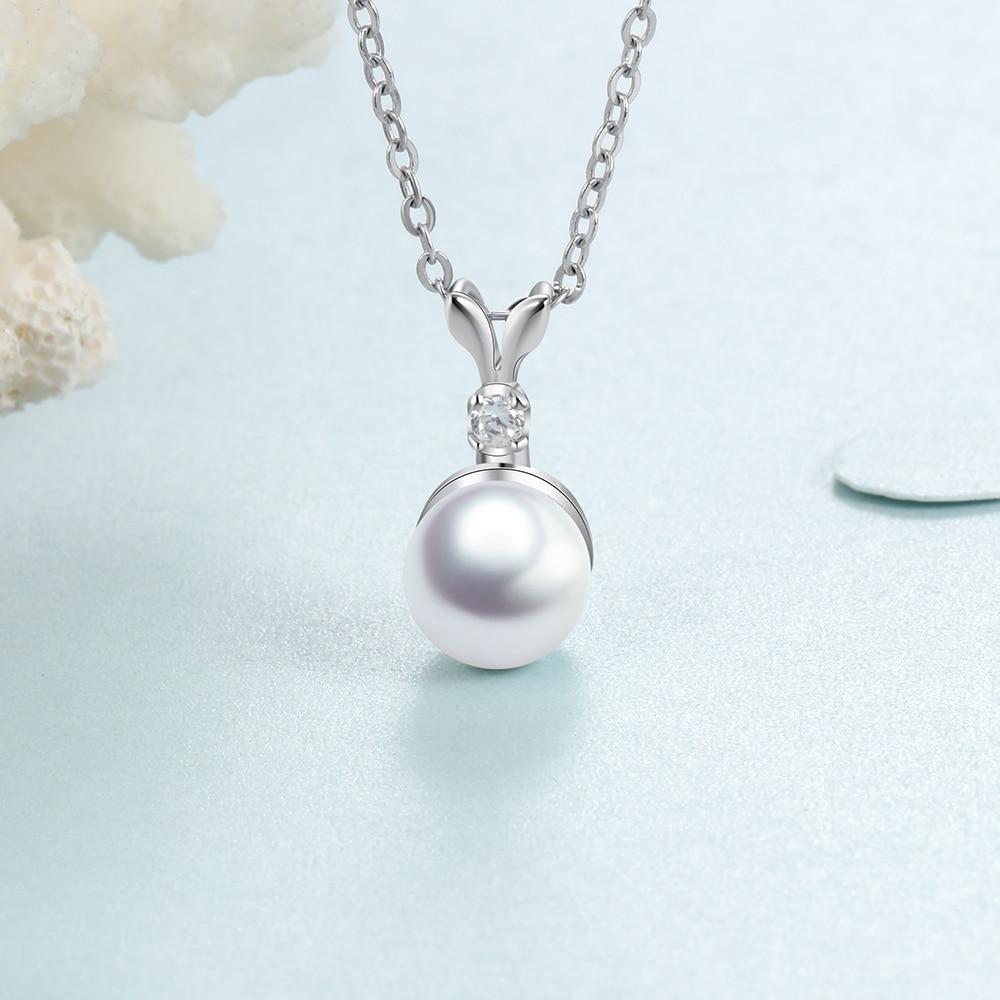Elegant 925 Sterling Silver Pearl Necklace with Cute Rabbit Ears Pendant-Customized Jewel