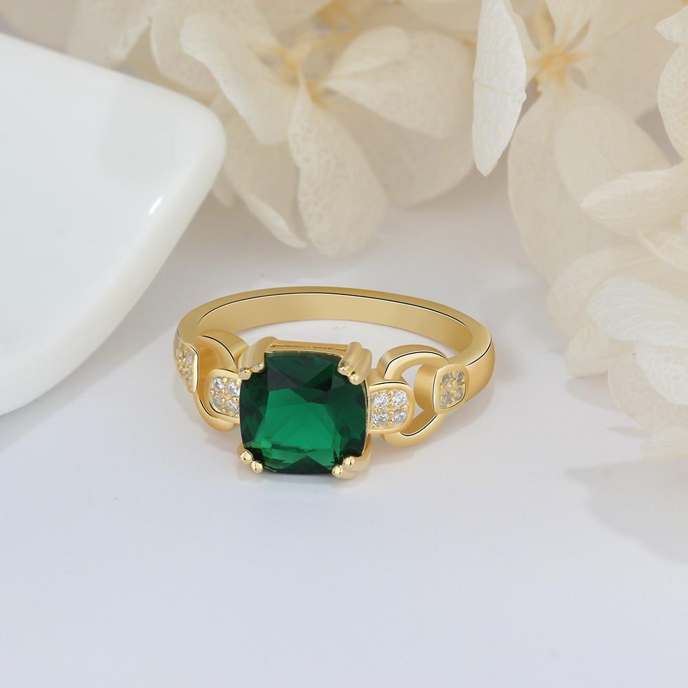Gold Color Cubic Zirconia Stone Vintage Copper Rings, Customize Birthstone, Jewelry Gift for Women-Customized Jewel