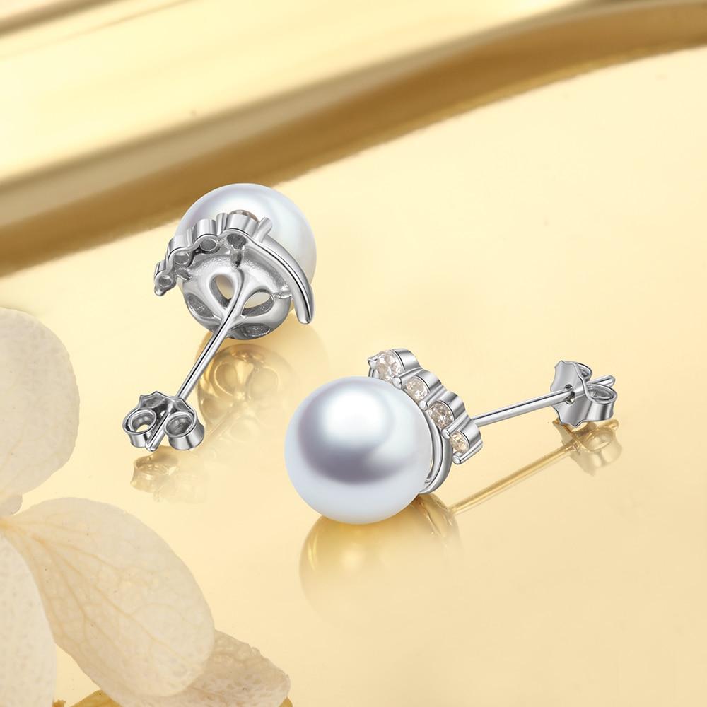 925 Sterling Silver Pearl Stud Earrings with Cubic Zirconia Wedding Earrings for Women Accessories Jewelry-Customized Jewel