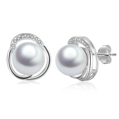925 Sterling Silver Pearl Wedding Earrings for Women White Pearls Stud Earrings Fine Jewelry Gift for Girls-Customized Jewel