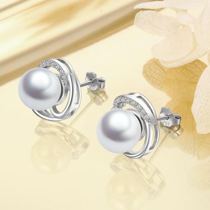 925 Sterling Silver Pearl Wedding Earrings for Women White Pearls Stud Earrings Fine Jewelry Gift for Girls-Customized Jewel
