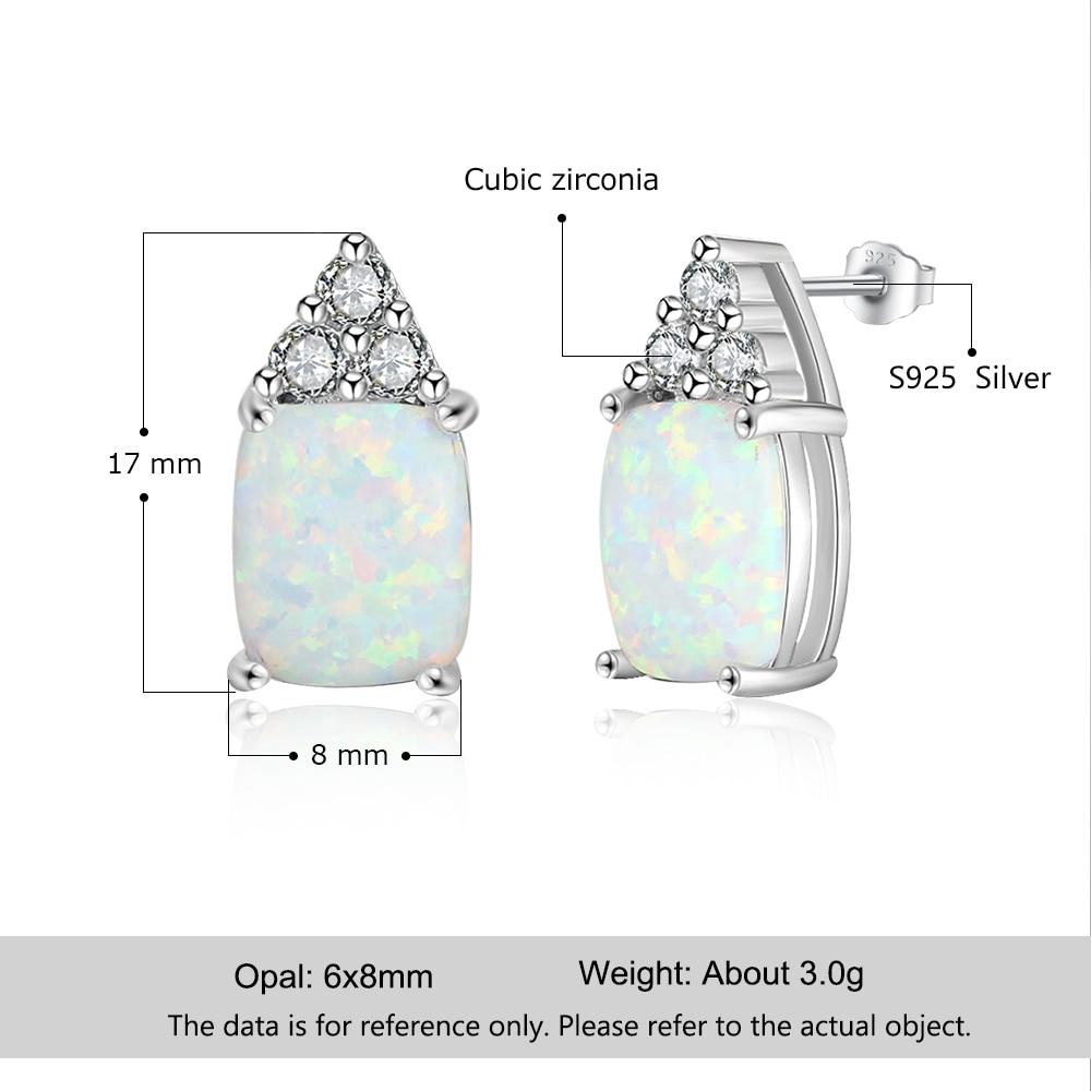 Elegant 925 Sterling Silver White Opal Earrings with Cubic Zirconia Stud Earrings for Women Gift for Mother-Customized Jewel